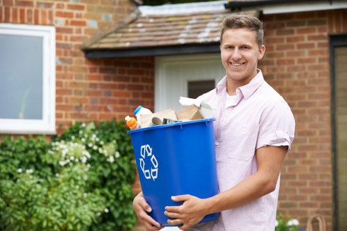 Recycling bins and waste segregation in an office